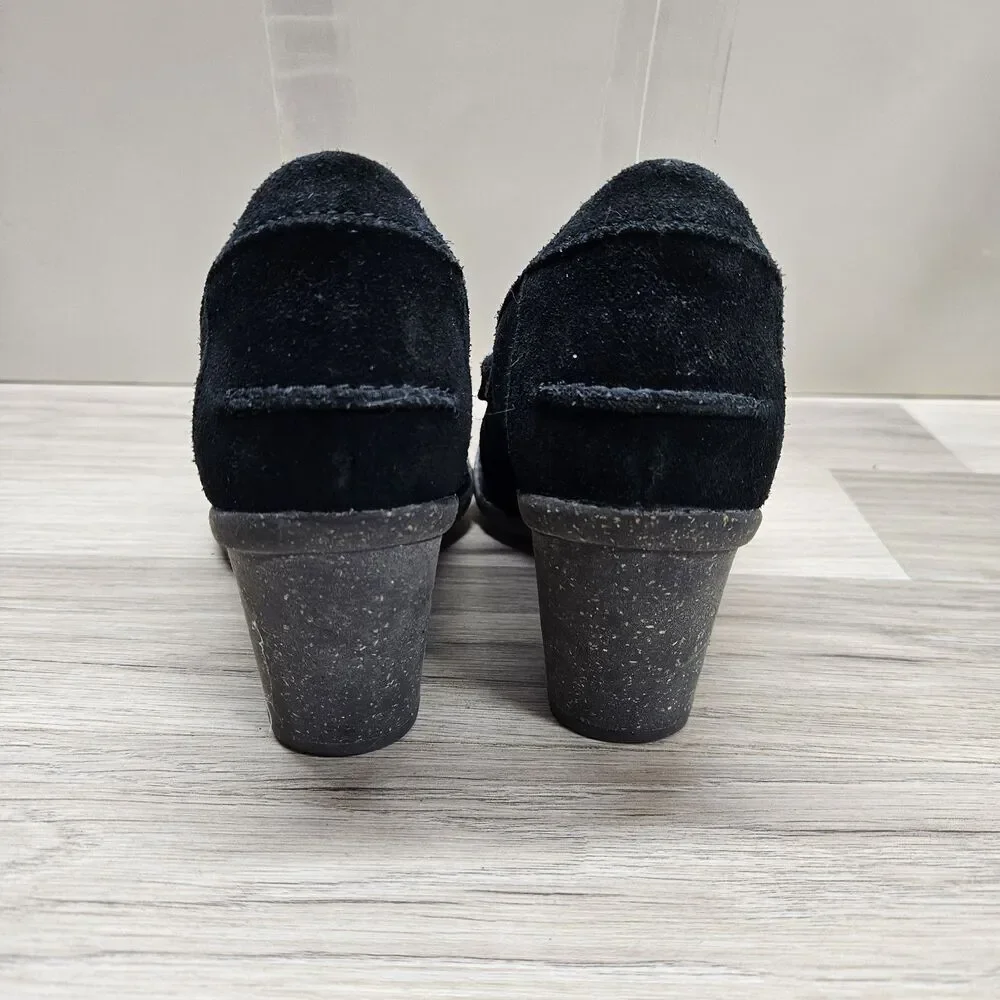 Clarks Unstructured Carleta Belle Black Heeled Penny Loafer Womens Size 6.5